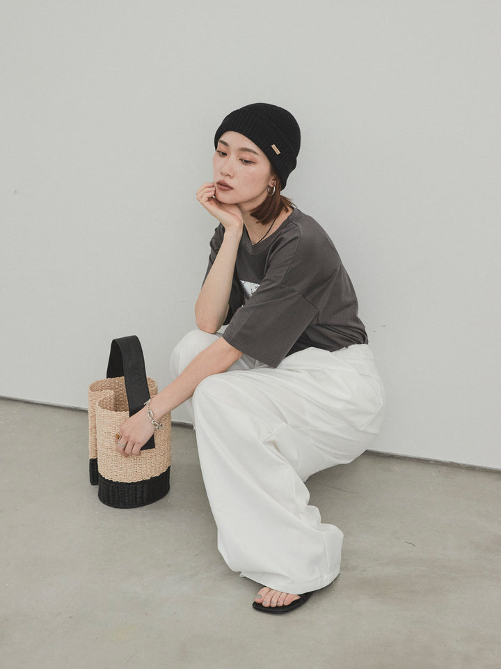 [予約]箔プリントドライタッチコットンTEE /チャコール