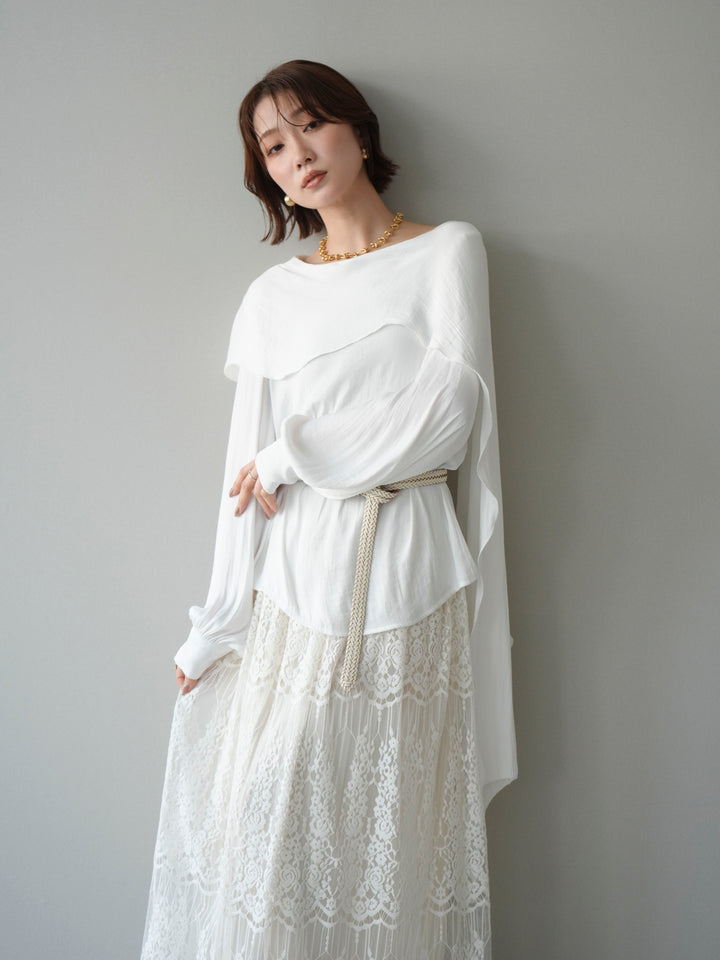 [予約]シルキードレープブラウス/white