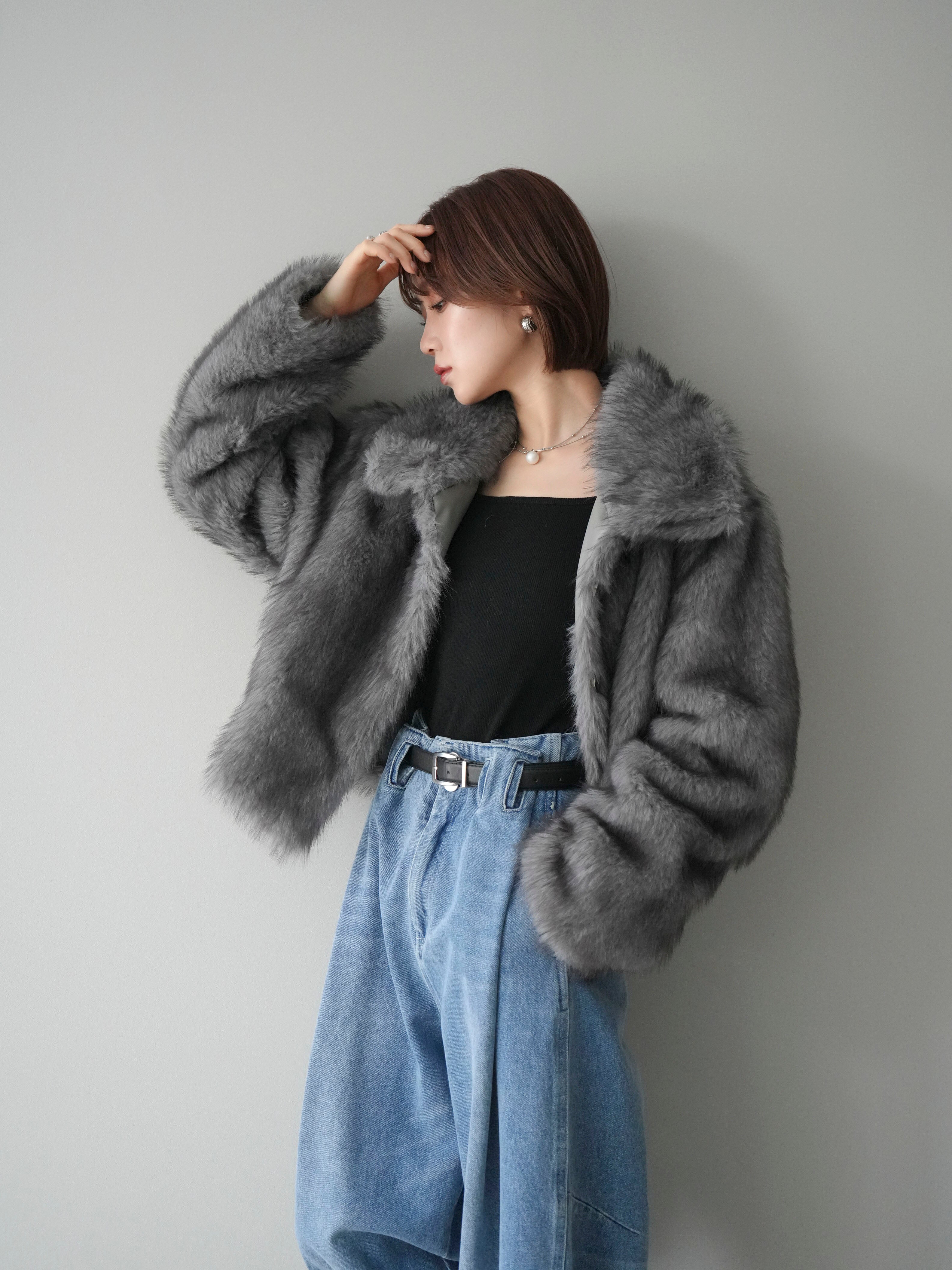 予約]MIXファースタンドネックショートジャケット/gray – Lumier