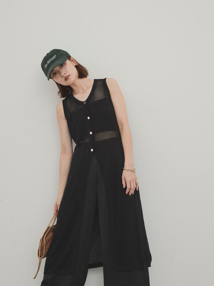 [套裝] 什錦紐扣針織長背心 + 什錦紐扣針織長背心 (2套)