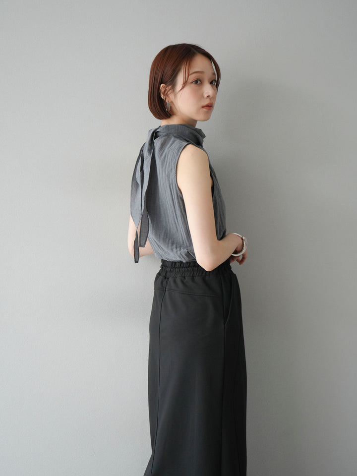 [SET] 後繫帶無袖上衣 + 運動長裙 (2set)