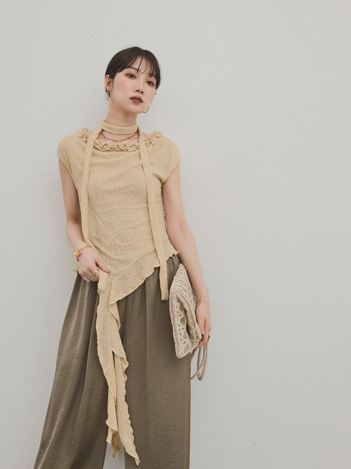 [SET]ラッフルシアーニットタンクトップ+ラッフルシアーニットタンクトップ(2set)