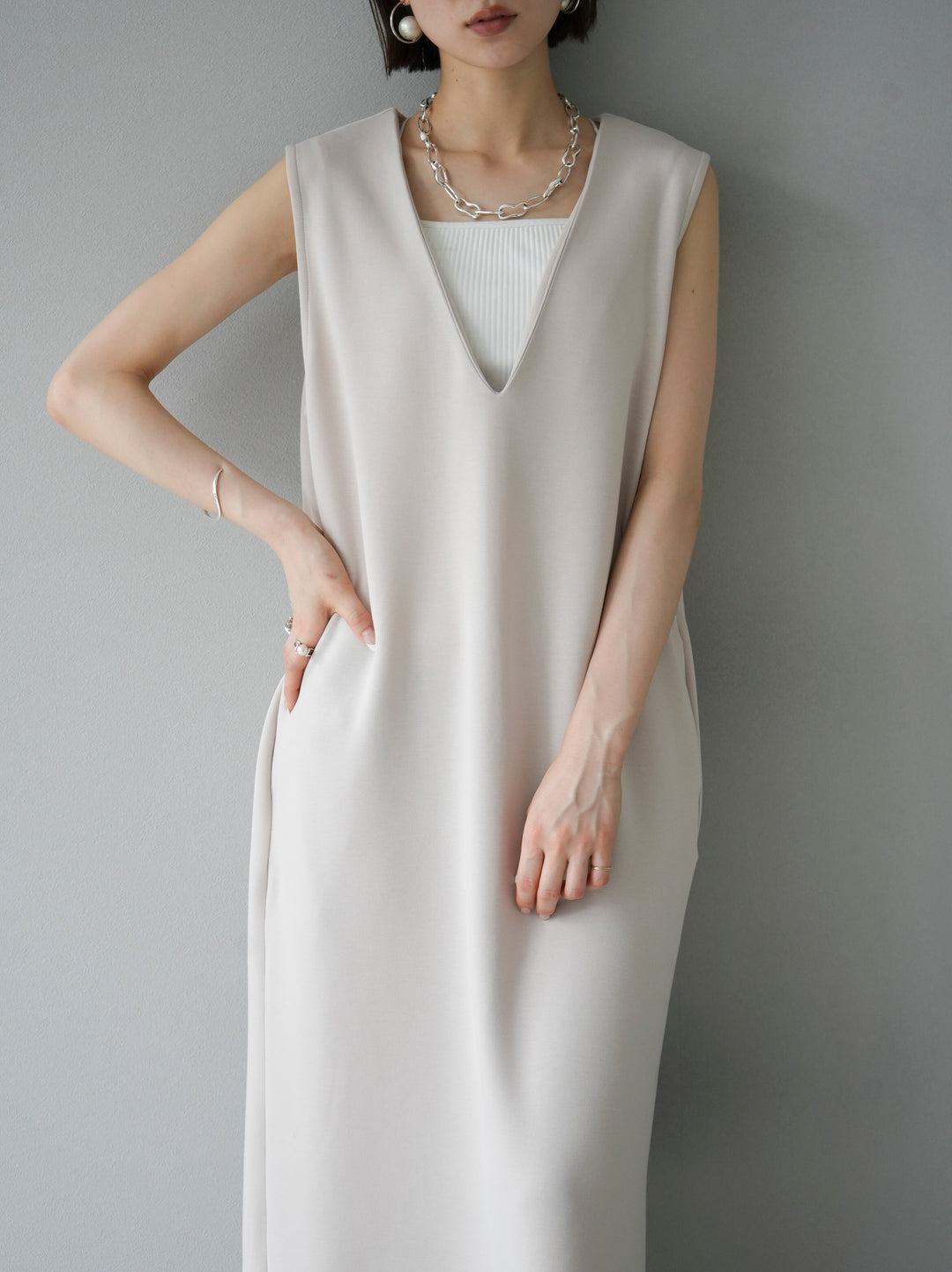 [Pre-order] Light Ponte French Sleeve Top Ensemble Dress/Ivory