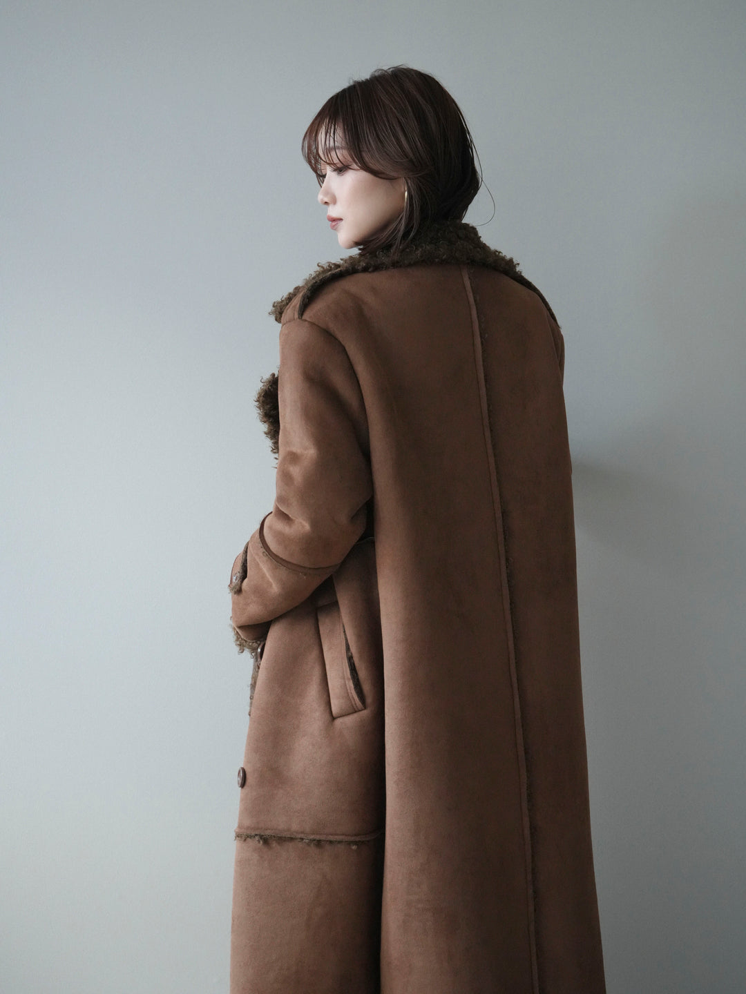 [予約]ムートンロングコート/brown