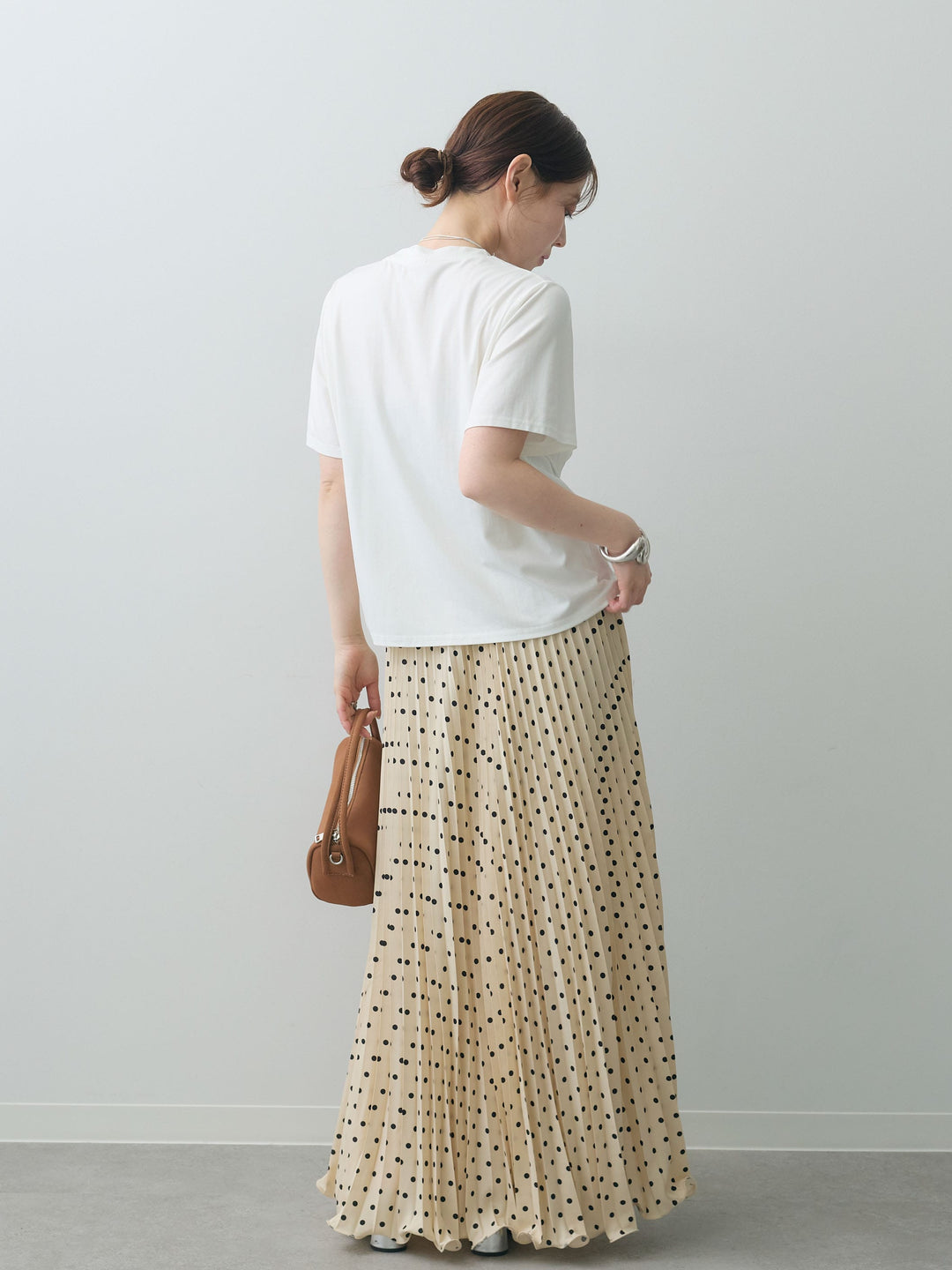 [SET]ラッフルドッキングTEE+ドットアコーディオンプリーツスカート(2set)