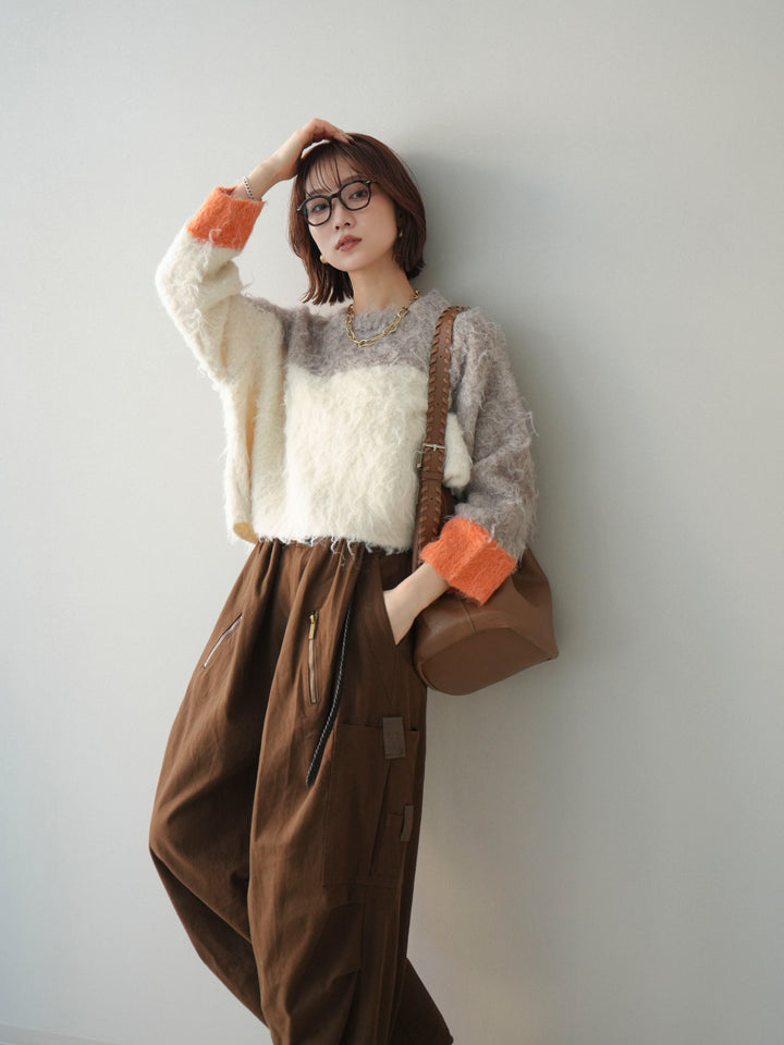 [SET]バイカラーモヘアタッチニットプルオーバー+バイカラーモヘアタッチニットプルオーバー(2set)