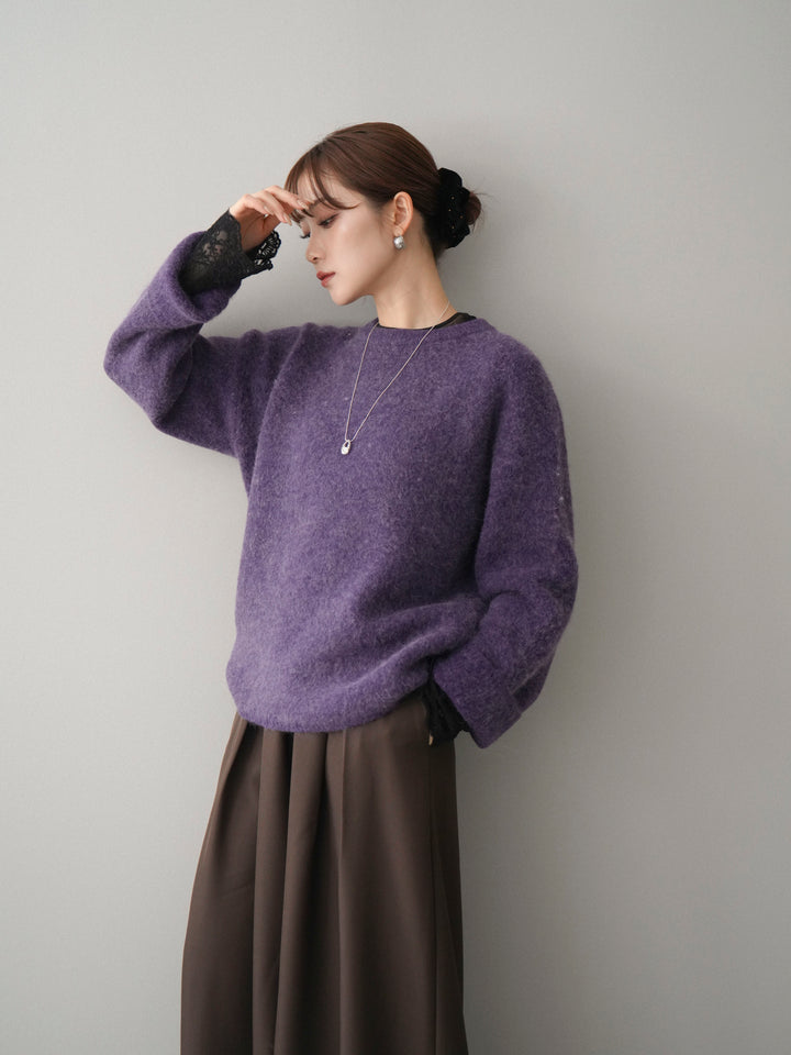 [予約]アンゴラタッチクルーネックニットプルオーバー/purple