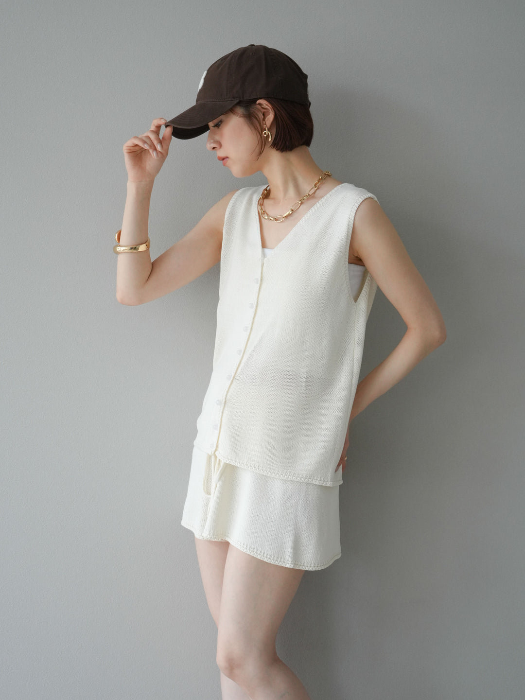 [SET]ニットベスト＆ショートパンツSET UP(2set)