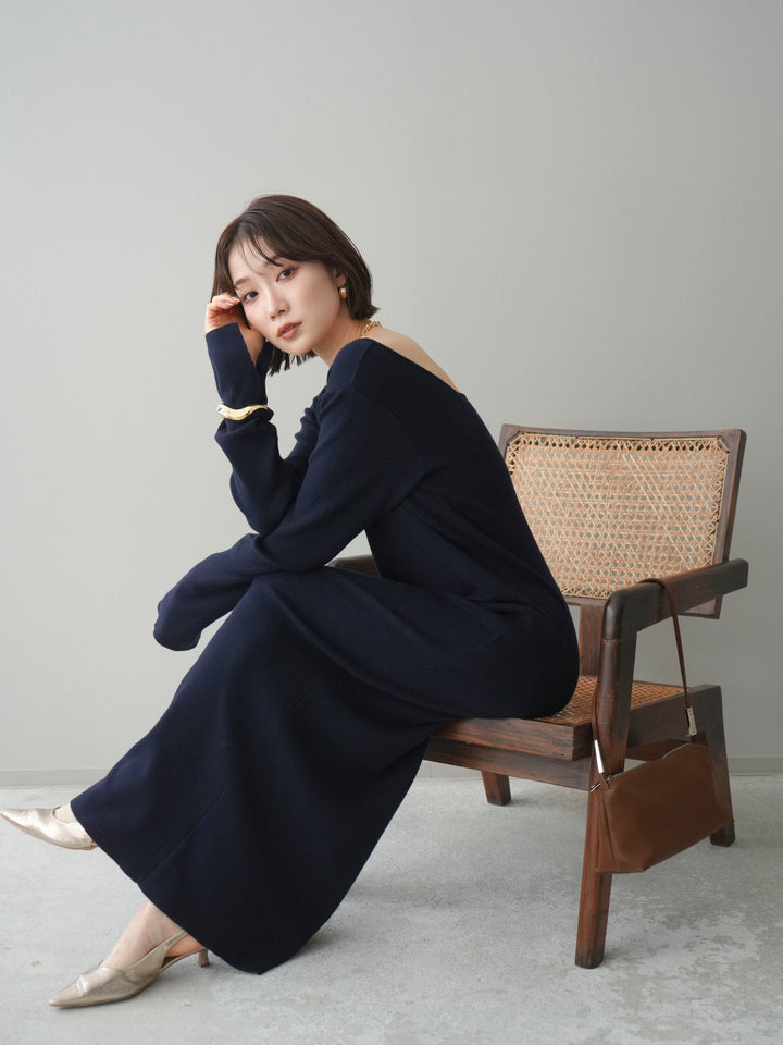 [予約]2WAYニットワンピース/darknavy