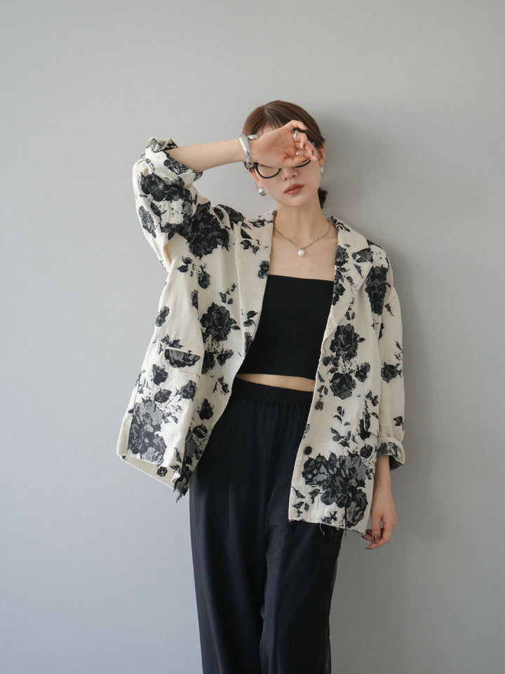 [予約]ジャガードカットオフジャケット/ブラック