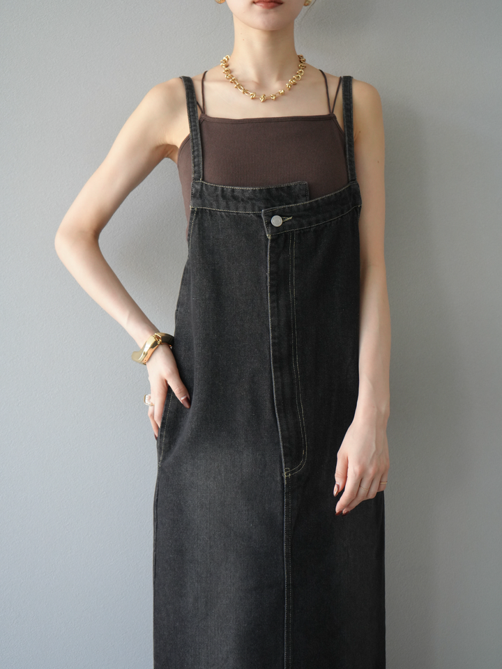 【預購】不對稱牛仔洋裝/黑色