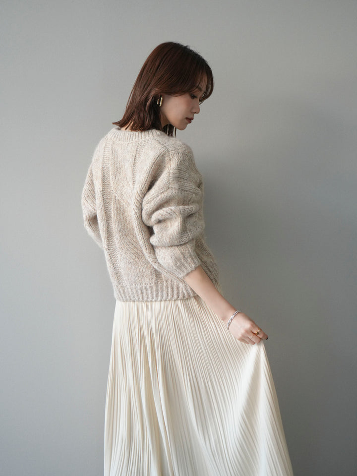 [予約]ワイドケーブルミックスニットプルオーバー/ivory