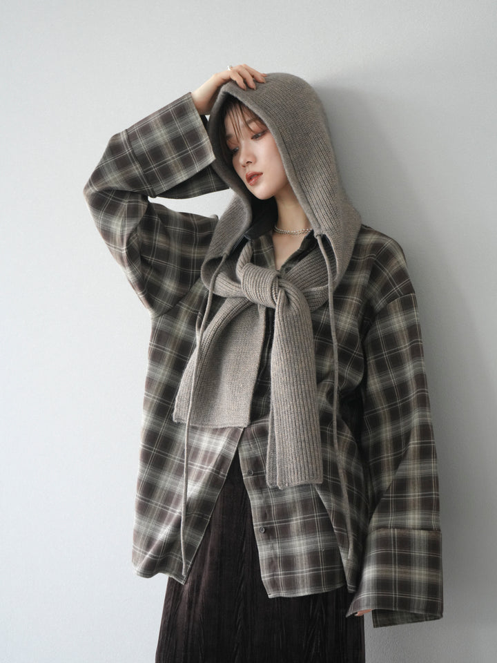 [予約]フードニットマフラー/グレージュ