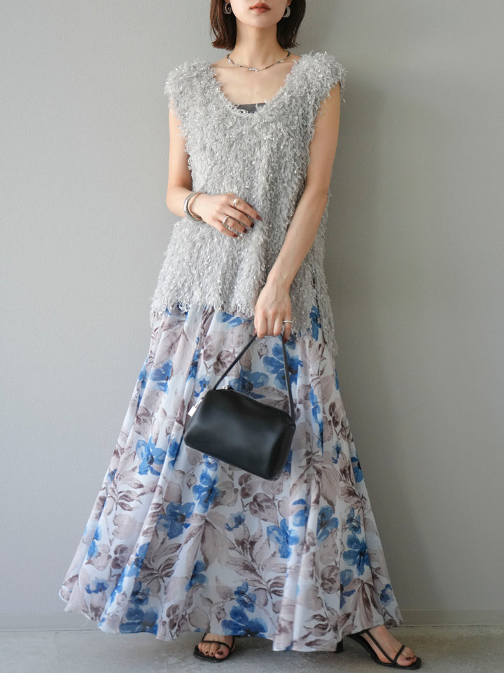 [予約]フェザーVネックベスト/グレー