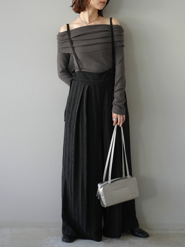 [予約]オフショルニットプルオーバー/チャコール