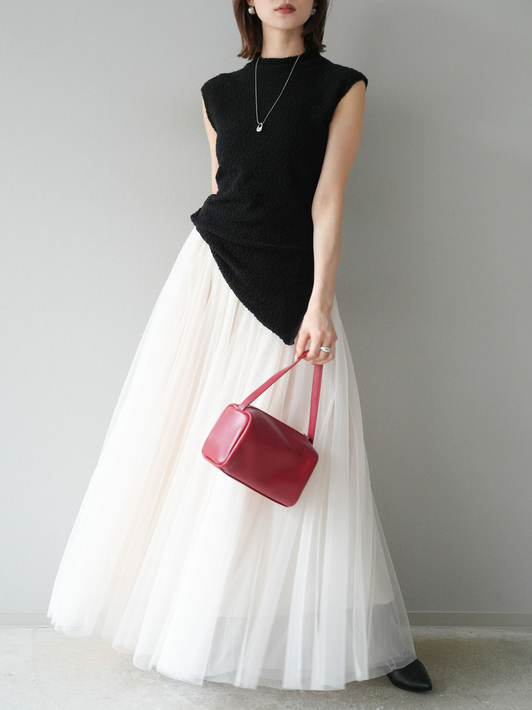 [予約]チュールボリュームスカート/アイボリー