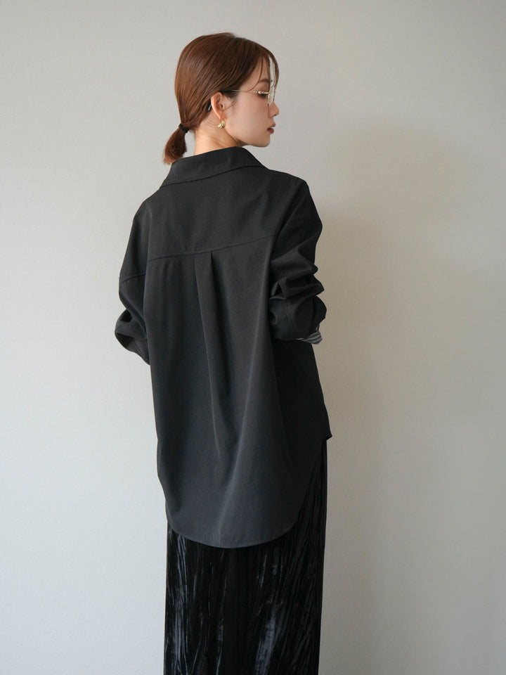 [予約]ストライプレイヤードシャツ/ブラック