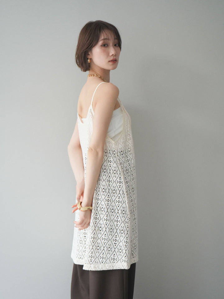 [予約]透かし編スリットキャミチュニック/ivory