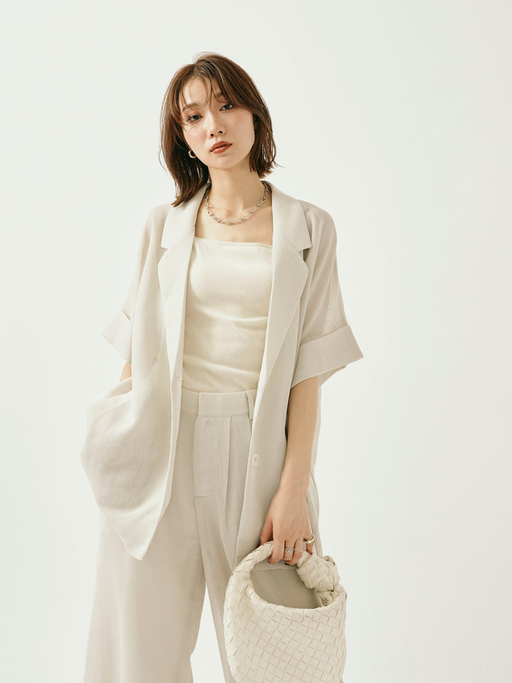 【Allure】[SET]メッシュハーフテーラードジャケット+メッシュハーフテーラードジャケット(2set)