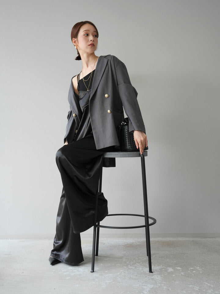 [予約]サテンビスチェオールインワン/ブラック