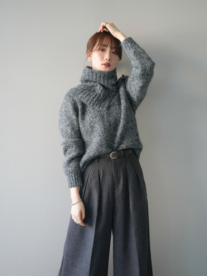 [予約]ネック付MIXニットアンサンブル/gray