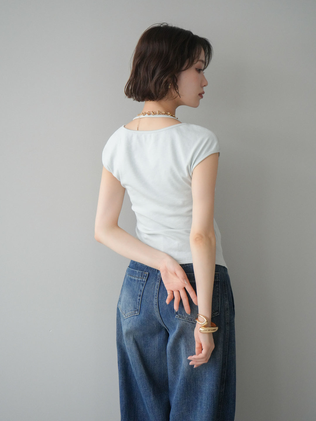 【套裝】前扭紋羅紋上衣 + 前扭紋羅紋上衣（兩件組）