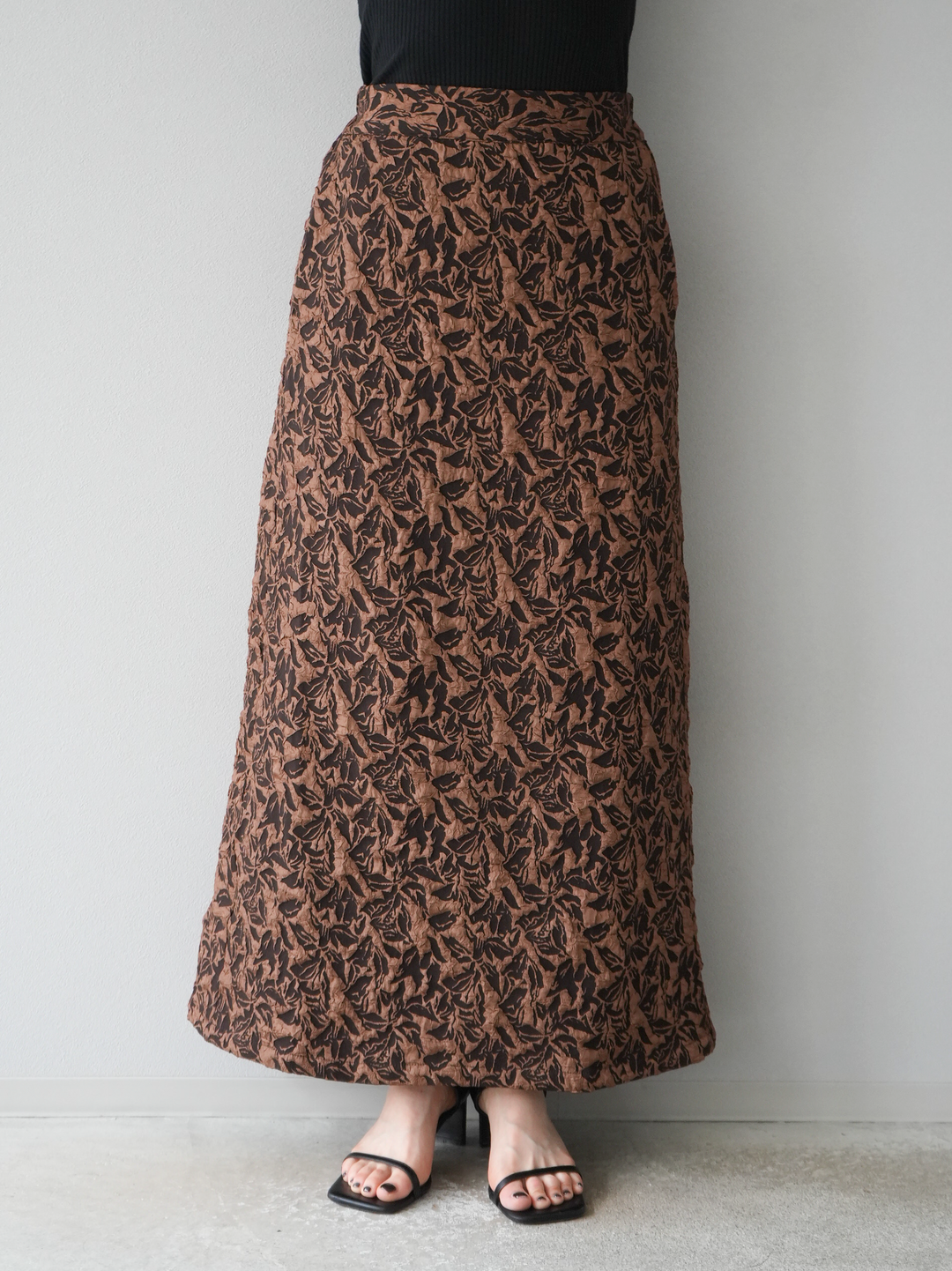 [予約]膨れジャガードマルチWAYスカート/ブラウン