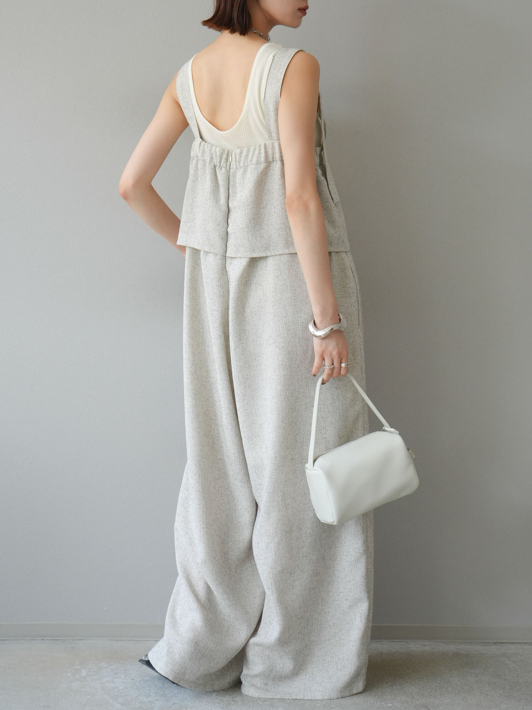 [予約]サマーツイードケープサロペット/アイボリー