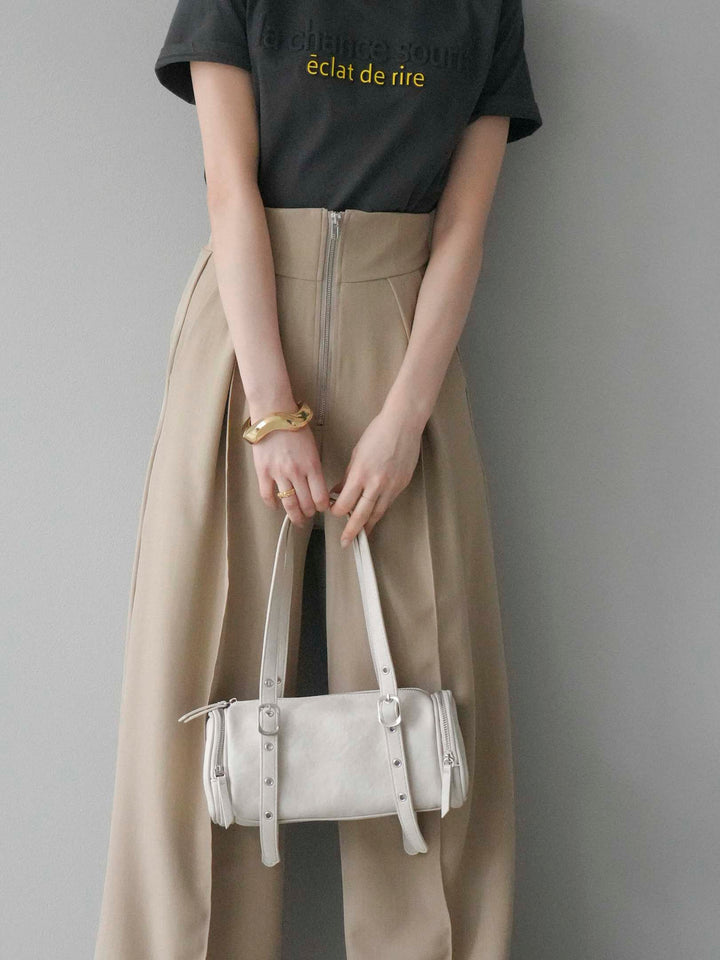 [予約]ラウンドZIPサイドポケットハンドバック/オフ