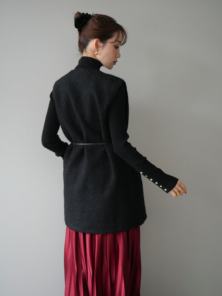 [予約]ミックスループヤーンニットミニワンピース/black