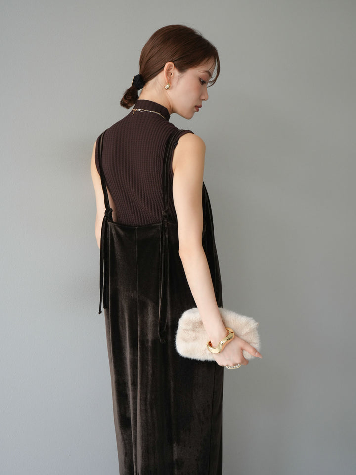 [予約]ベロアビスチェキャミワンピース/ブラウン