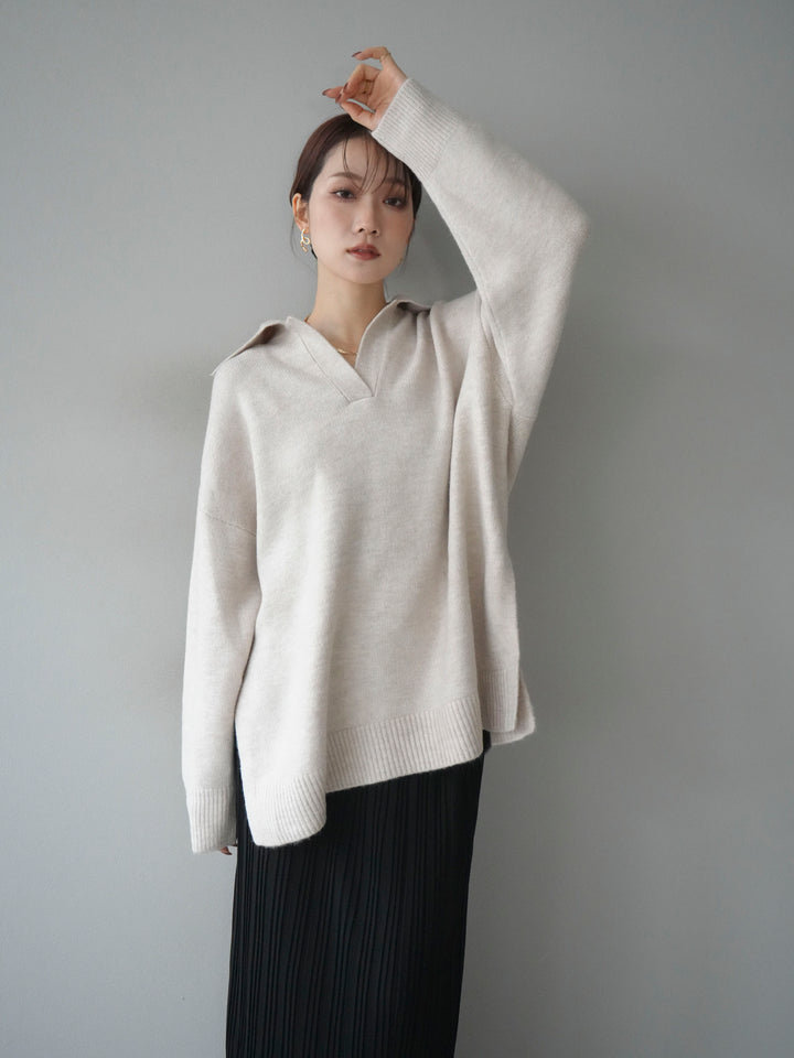 [予約]スキッパーオーバーニットプルオーバー/oatmeal
