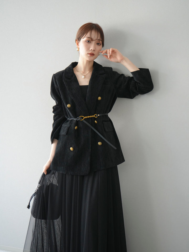 [SET]ベロアダブルジャケット+チュールボリュームスカート(2set)