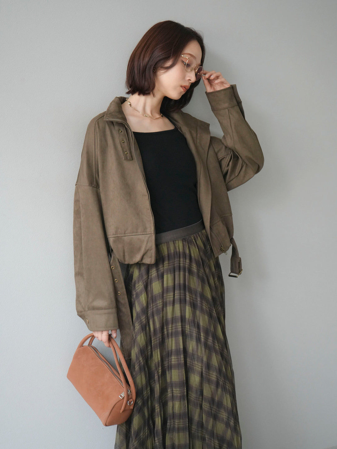 [予約]スエードバルーンショートブルゾン/khaki