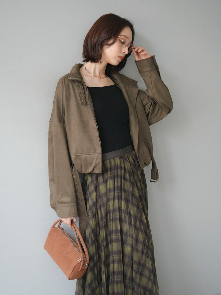 [予約]スエードバルーンショートブルゾン/khaki