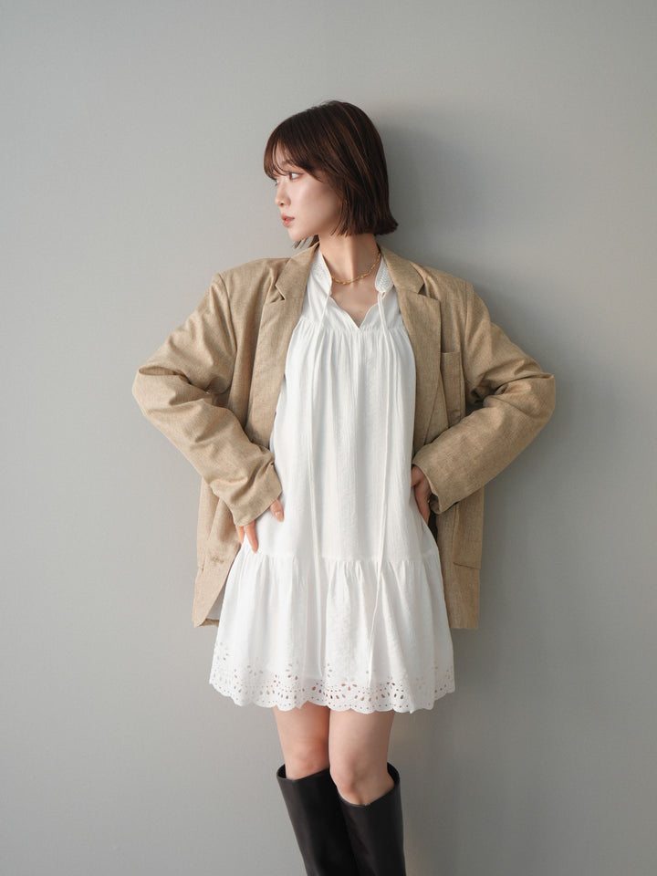 [予約]ティアードパンチングミニワンピース/white