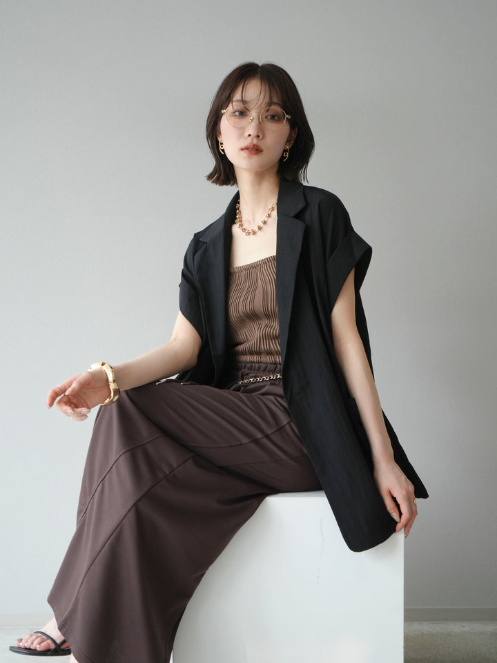 [SET]リネンライクノースリーブダブルジレ+リネンライクノースリーブダブルジレ(2set)