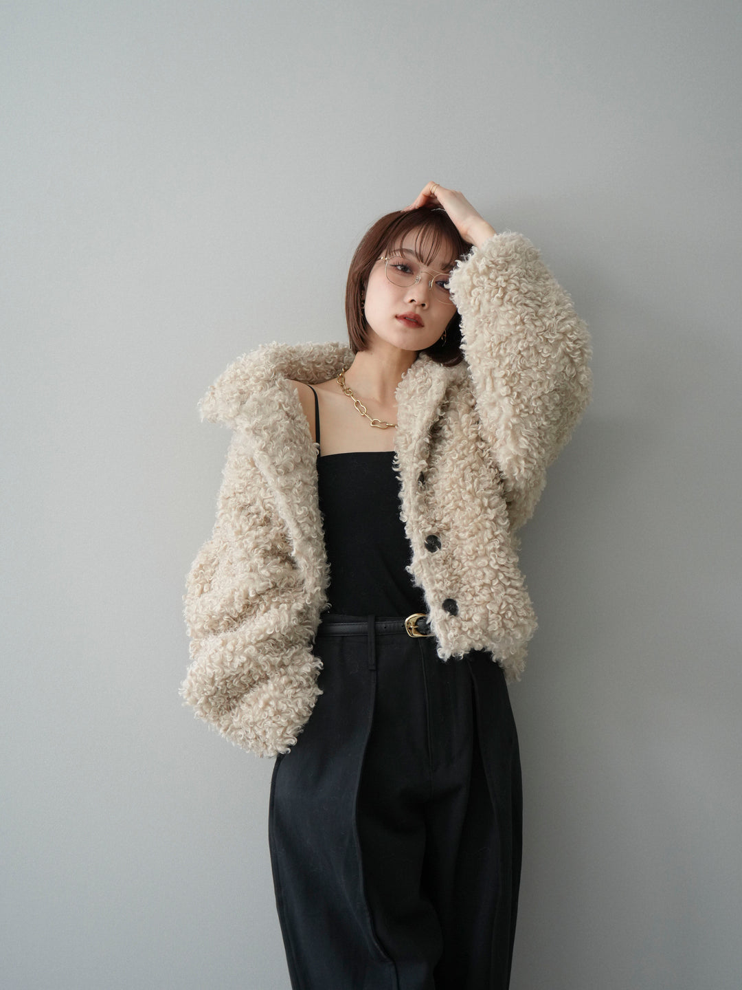 [SET]プードルファーミドルスタンドブルゾン+選べるアクセセット(2set)