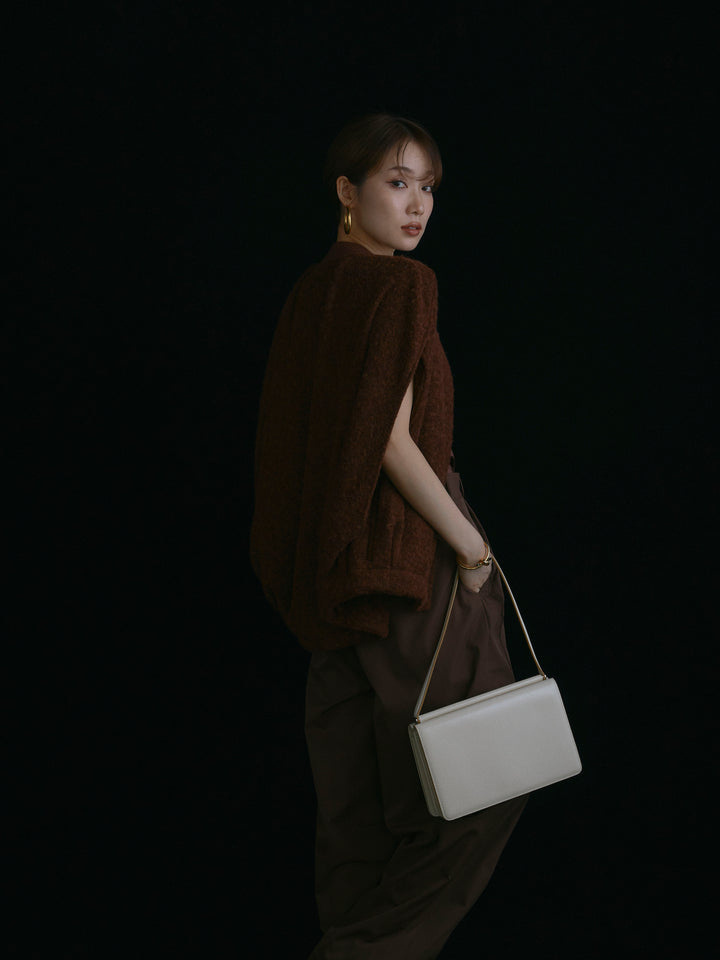 【Allure】[SET]ウール混コクーンブルゾン+タフタワイドカーブパンツ(2set)