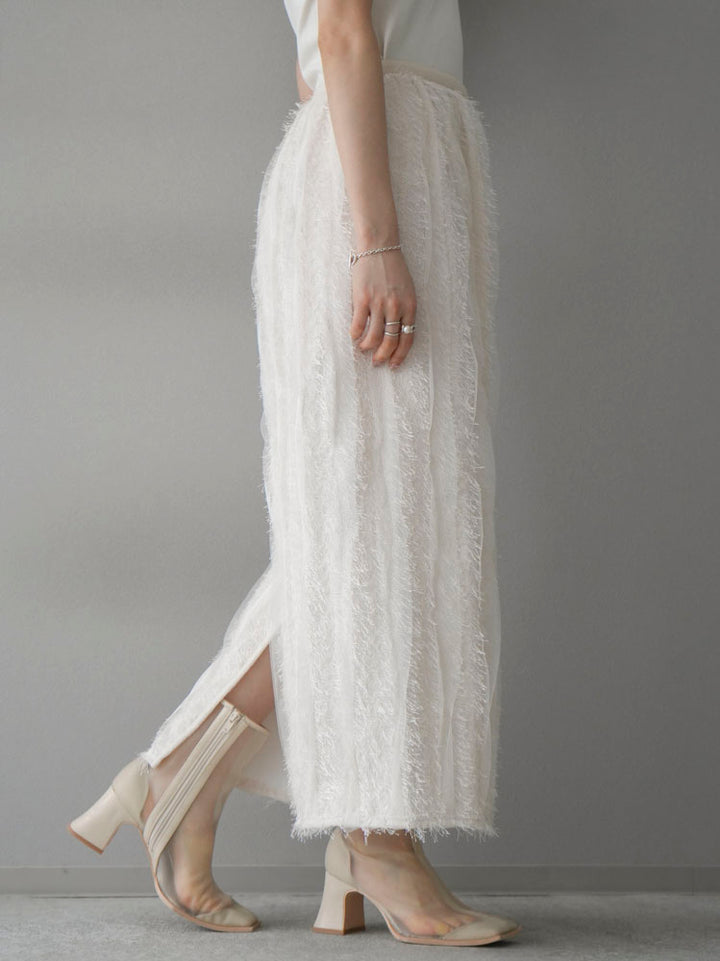 【預訂】流蘇薄紗裙/象牙色
