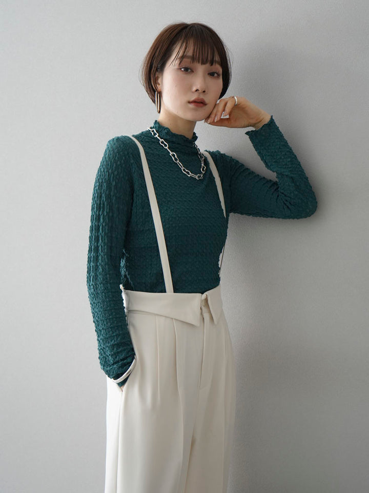 [Pre-order] Suspender 2-way design belt wide pants/ivory