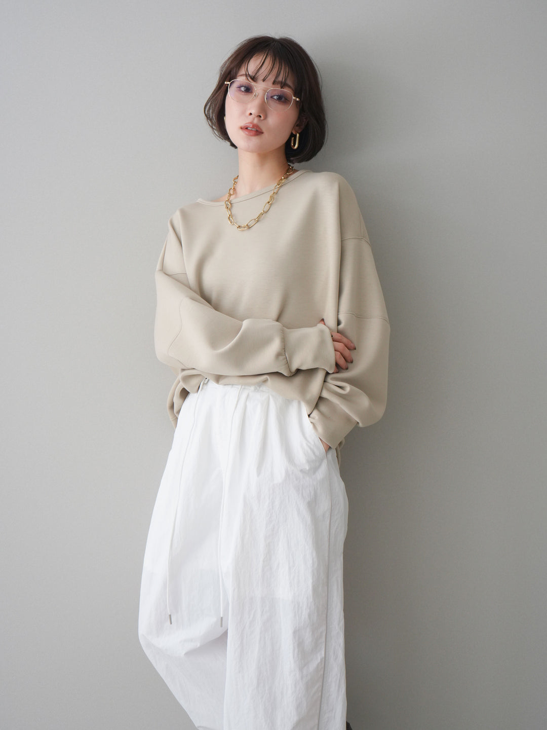 [予約]ライトポンチコクーンプルオーバー/beige