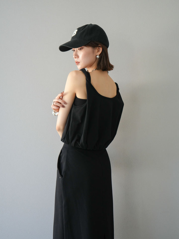 [SET]ミニ裏毛ツイストキャミバルーントップス＆Iラインスカート(2set)