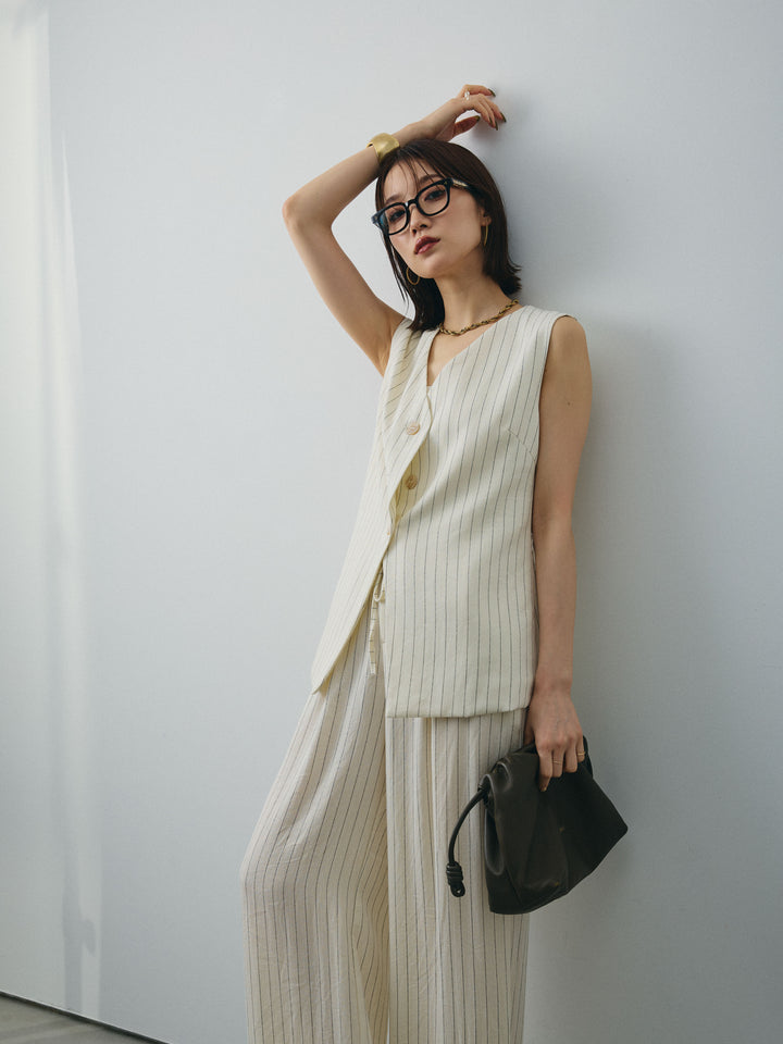 [SET] 條紋背心＆寬褲SET UP（2件套）