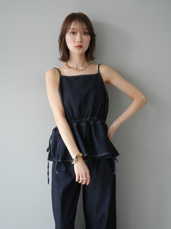 [SET]デニムタックフレアキャミソール＆イージーワイドパンツSET UP(2set)