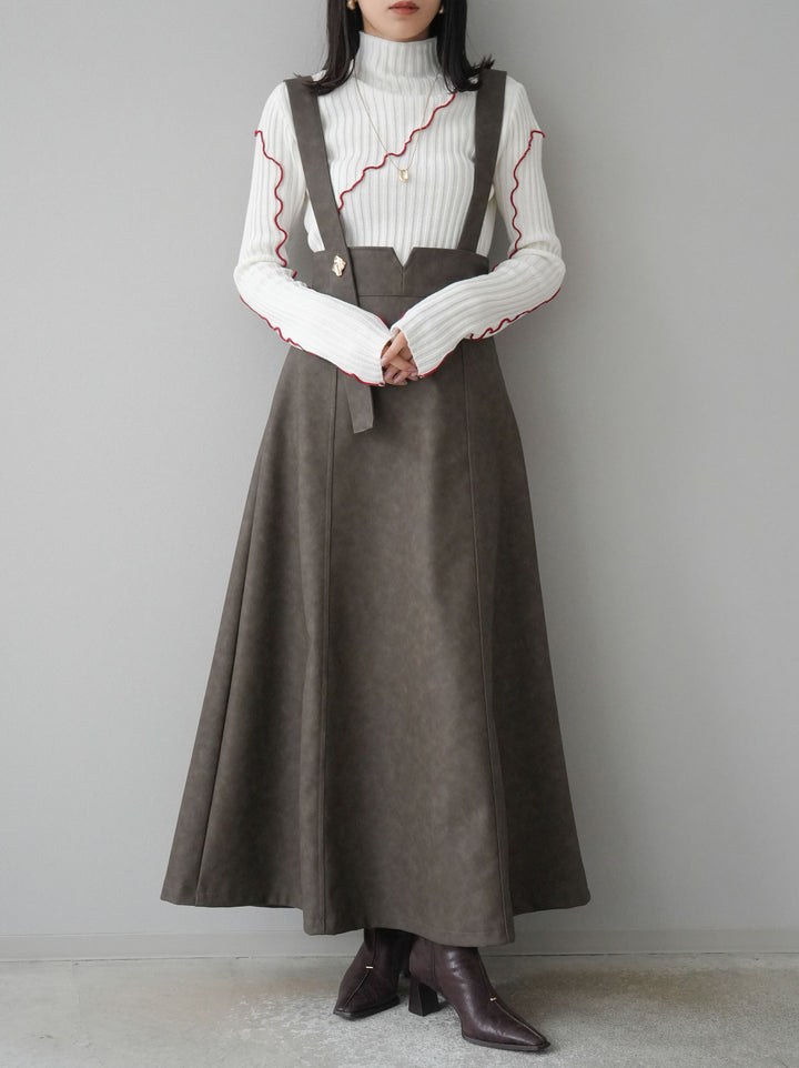 【預購】色彩協調柔和高領針織上衣/象牙色