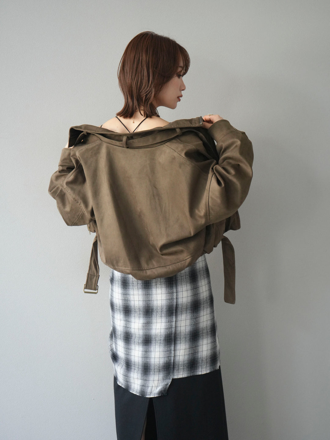 [予約]スエードバルーンショートブルゾン/khaki