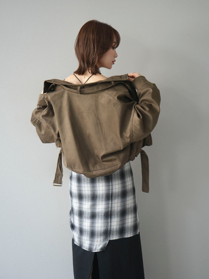 [予約]スエードバルーンショートブルゾン/khaki