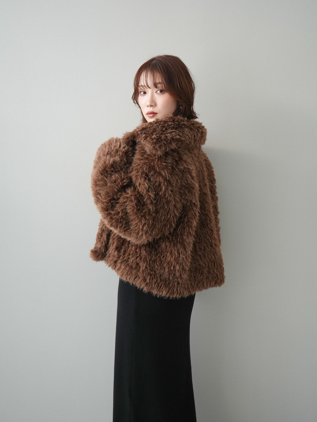 [予約]配色ポロニットワンピース/black