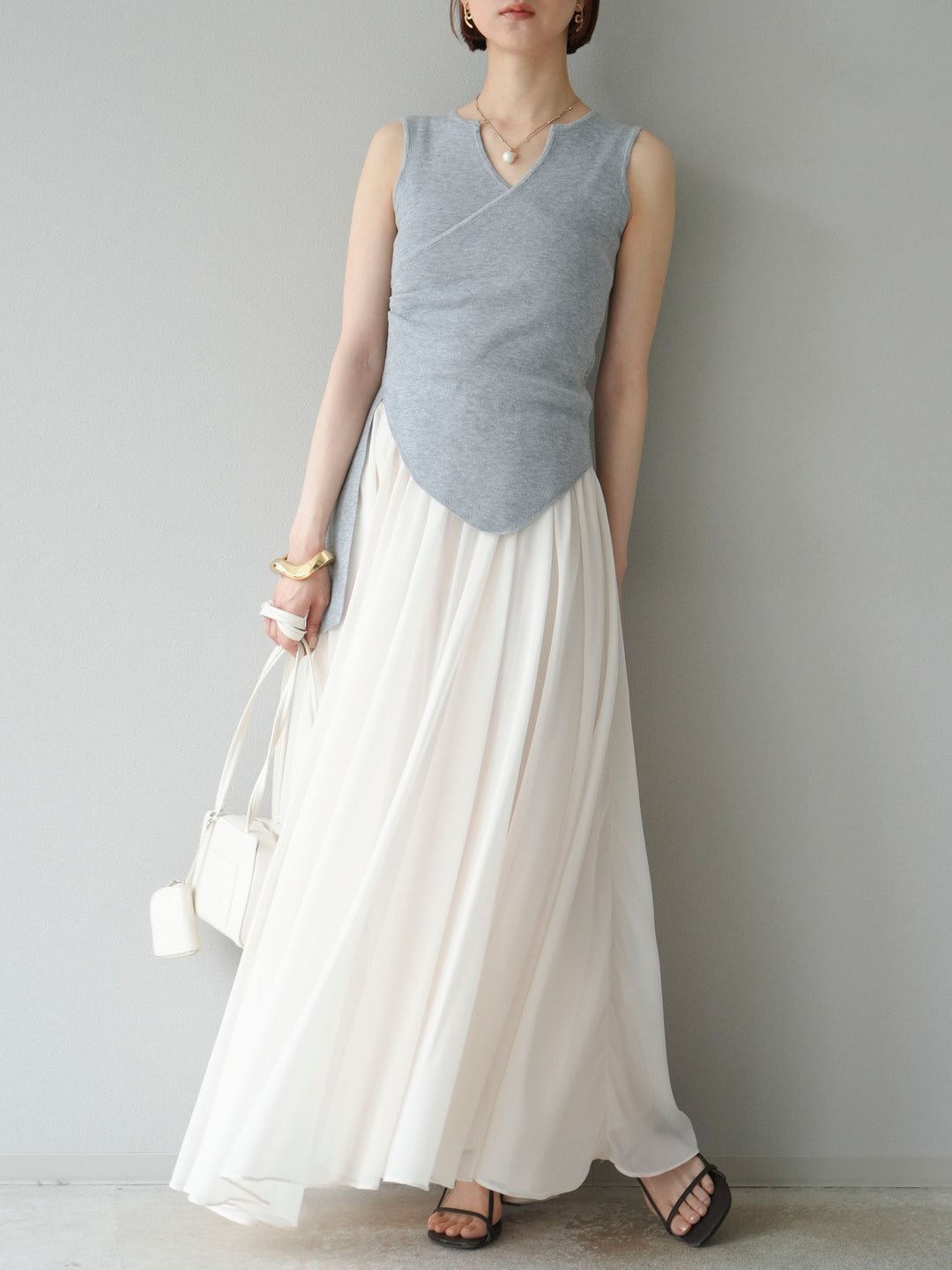 【預購】Cache-Coeur 無袖針織上衣/灰色